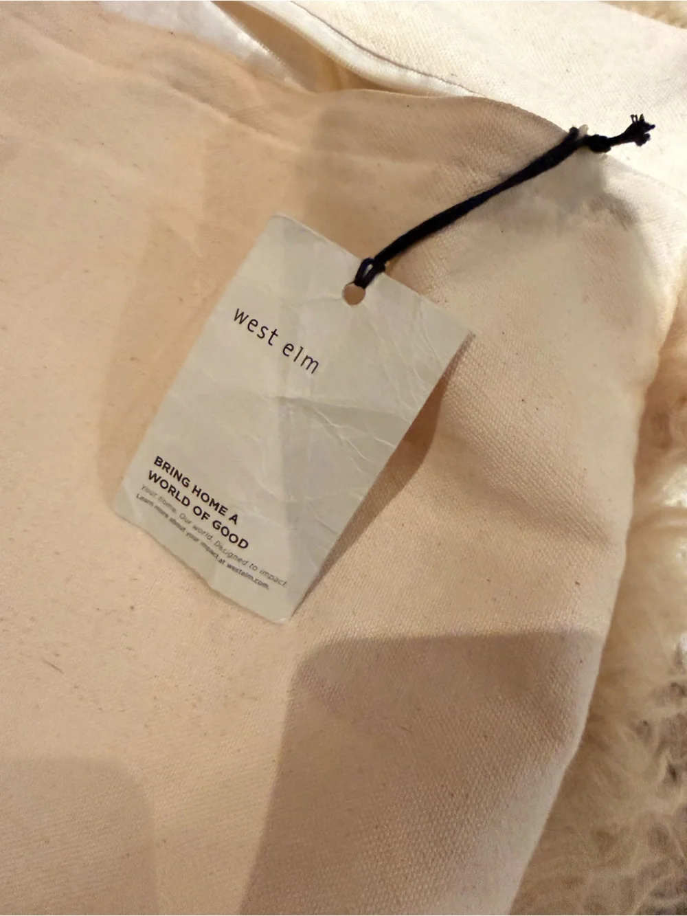West Elm Mongolian Lamb pillow cover sand